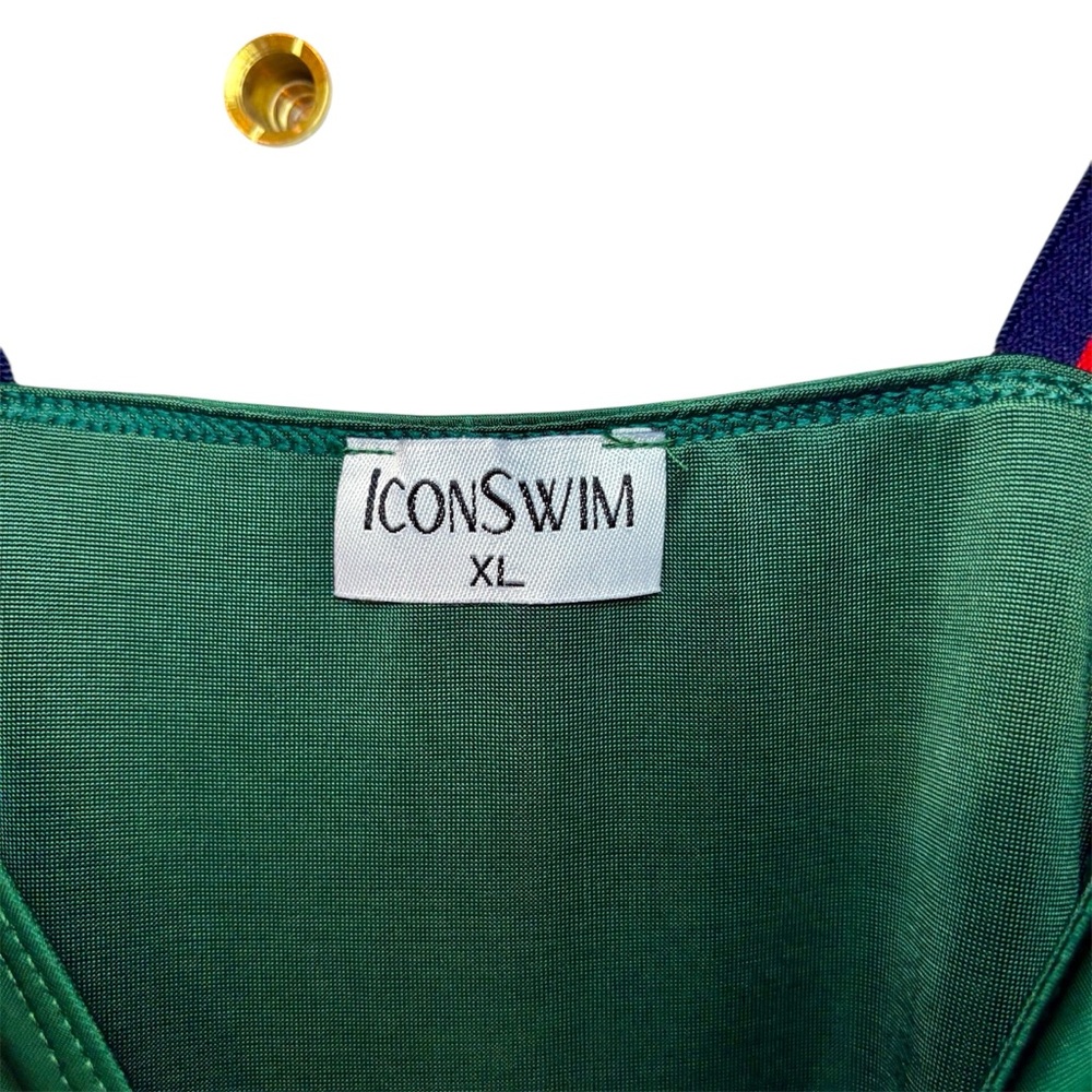 Icon swim women’s XL Green Swimsuit‎ with striped adjustable straps - Picture 3 of 6